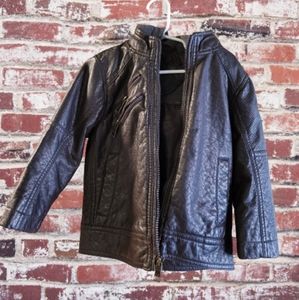 Fleece Hood Faux Leather Jacket URBAN REPUBLIC